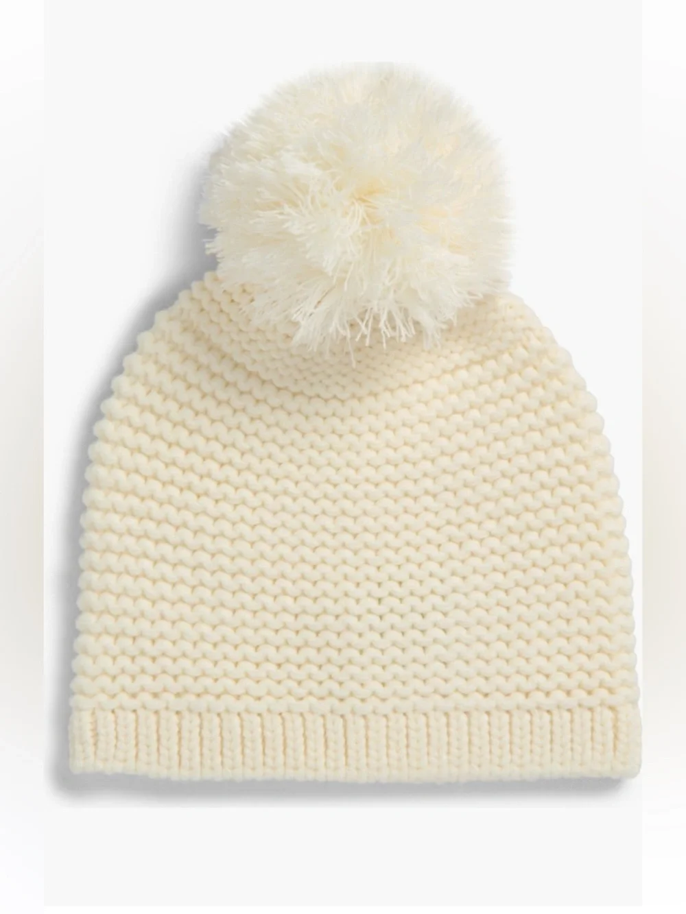 UGG Ivory Cream Chunky Knit Beanie Pom Pom Hat Women One Size NWT